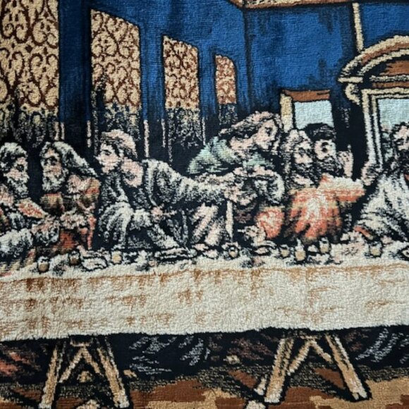 Vintage "The Last Supper" Tapestry from Italy, 38.5" x 20" - Picture 8 of 10